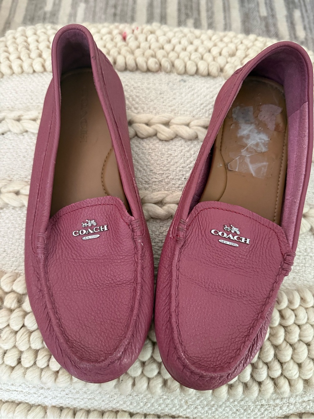 COACH Mauve Pink Pebbled Leather Driving Loafers
